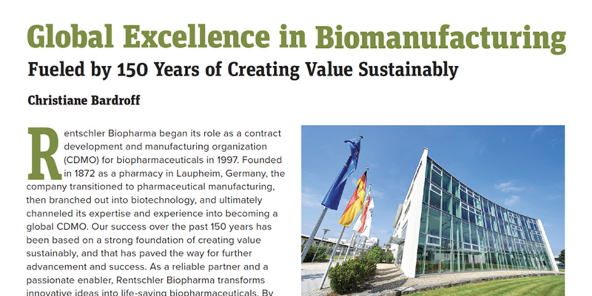 Rentschler Biopharma news article global excellence in biomanufacturing Rentschler Biopharma news article global excellence in biomanufacturing