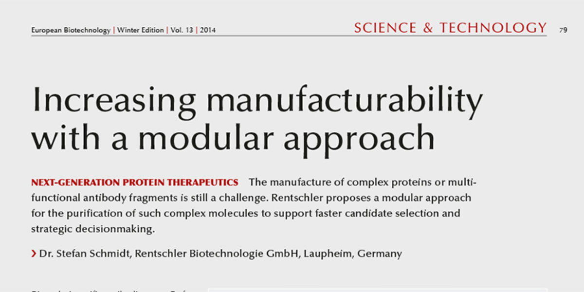 Rentschler Biopharma news article in European Biotechnology winter edition 2014 Rentschler Biopharma news article in European Biotechnology winter edition 2014